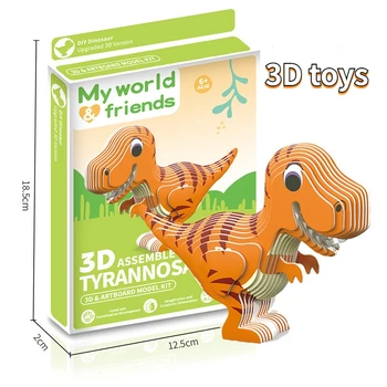 Креативная модель животного, игрушки-головоломки, собранный Динозавр, Дельфин, бумага, 3D Детские мультяшные игрушки, игрушки Монтессори