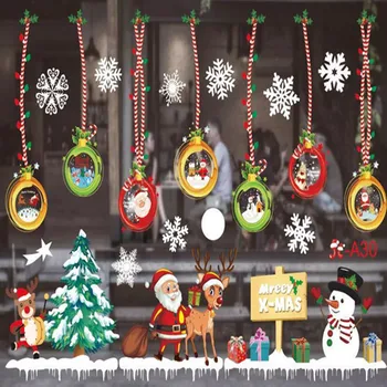 Рождественская наклейка на окно в виде снежинки, Рождественские наклейки на стены, Наклейки на стены комнаты, Ноэль, Рождественские украшения для дома, Новый 2023 год