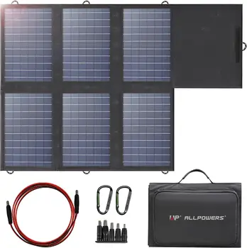 Портативная Солнечная панель 60 Вт, Водонепроницаемое Складное зарядное устройство для солнечной панели IP67 с 18 В постоянного тока, выходом PD 60 Вт USB-C и 5 В USB-A для ноутбука