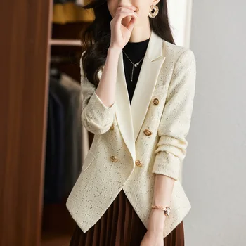 Высококачественный пиджак для женщин, весна-осень 2023, Новая светская львица, вышивка пайетками, Модный Шерстяной женский блейзер Fried Street